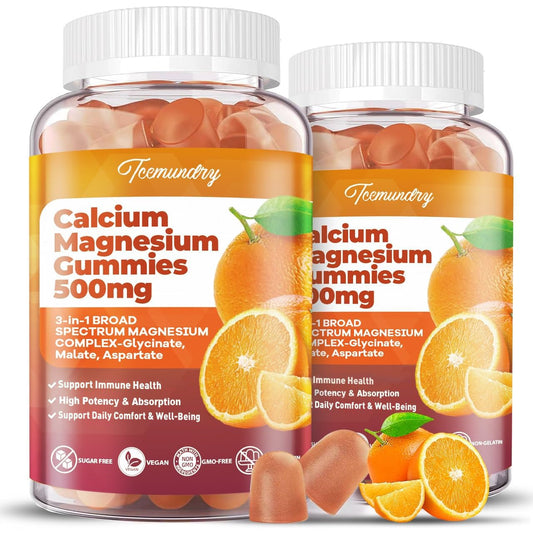 Bottle of Tcemundry Calcium Magnesium Gummies – 120 count