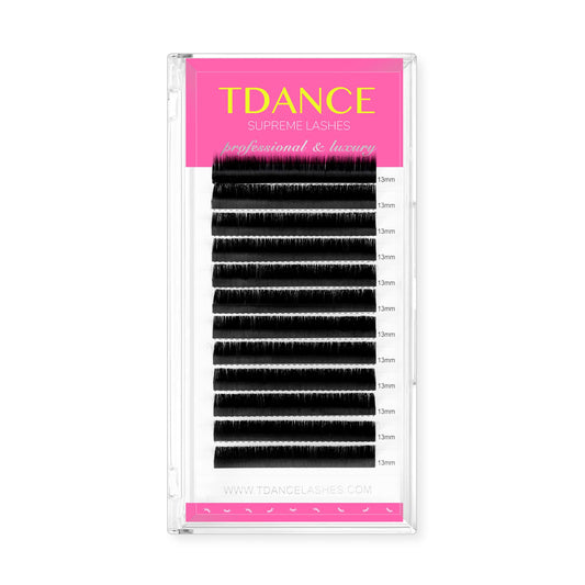 TDANCE matte black lash extensions with CC-DD curl for fuller volume and smooth wear