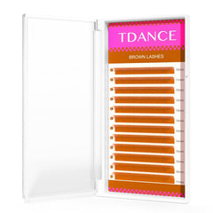 TDANCE light brown lash extensions color pack blends with natural lashes for subtle color.