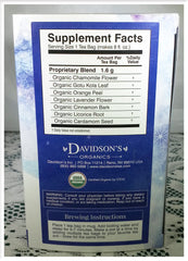 Close-up of Sleep Organic Ayurvedic Infusion tea bag with herbal blend