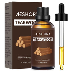 Teakwood fragrance oil 100ml bottle with label