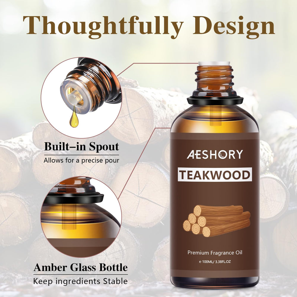 Teakwood essential oil diffuser releasing aroma