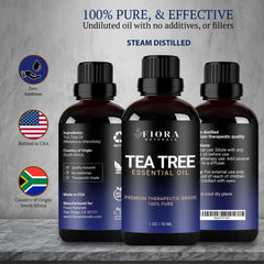 Tea tree oil for hair and skin aiding scalp clarity and dandruff relief