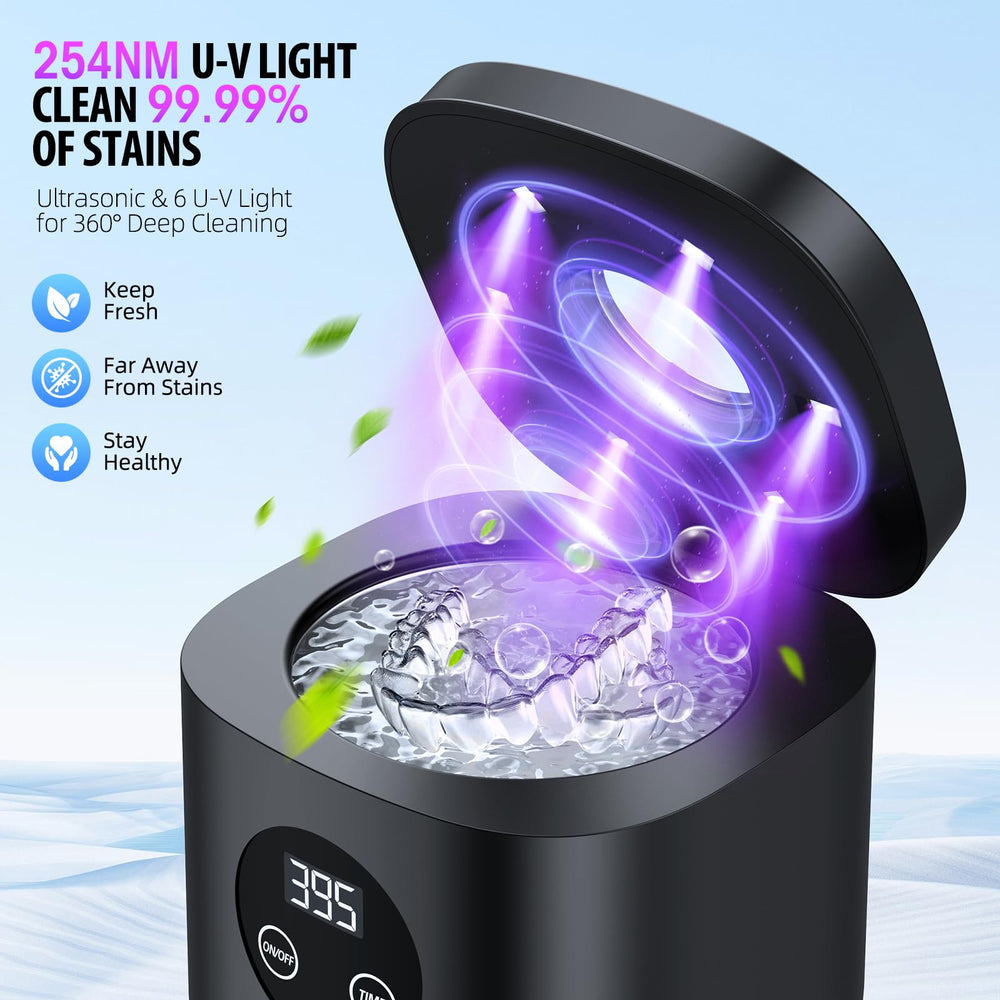 Close-up of 6 UV lights inside cleaning chamber