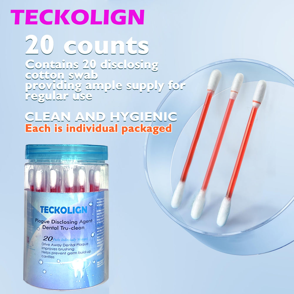 Kids and adults using Teckolign plaque disclosing agent
