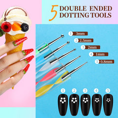Teenitor drawing brush from nail art kit for fine artwork on nails.