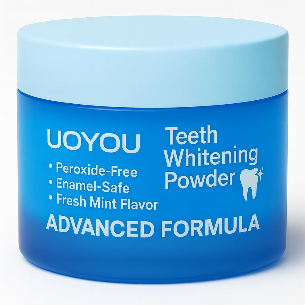 UOYOU Teeth Whitening Powder jar with mint label