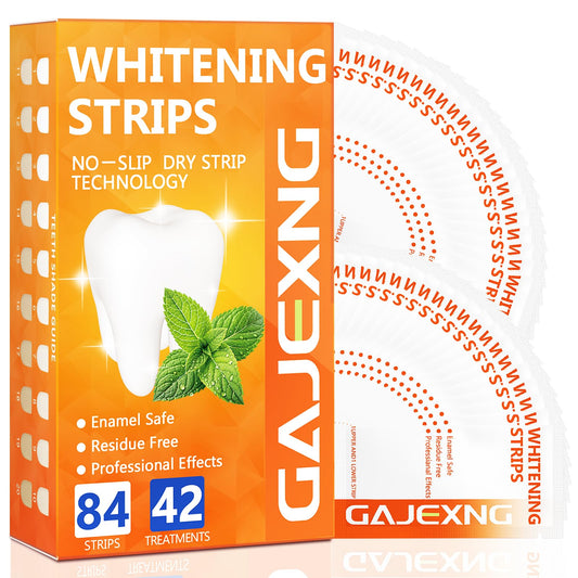Teeth whitening strips kit: 84 strips, 42 treatments, mint flavor