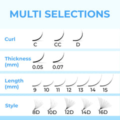 TEGAN LASH curl options C/CC/D with thin base for comfortable wear