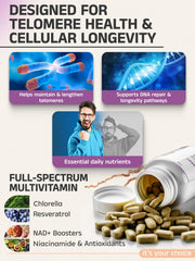 Telomere health support concept with Telovite multivitamin