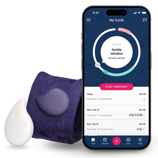 Tempdrop wearable sensor worn on the upper arm at night