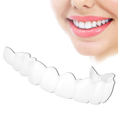 Close-up of a natural white temporary cosmetic smile
