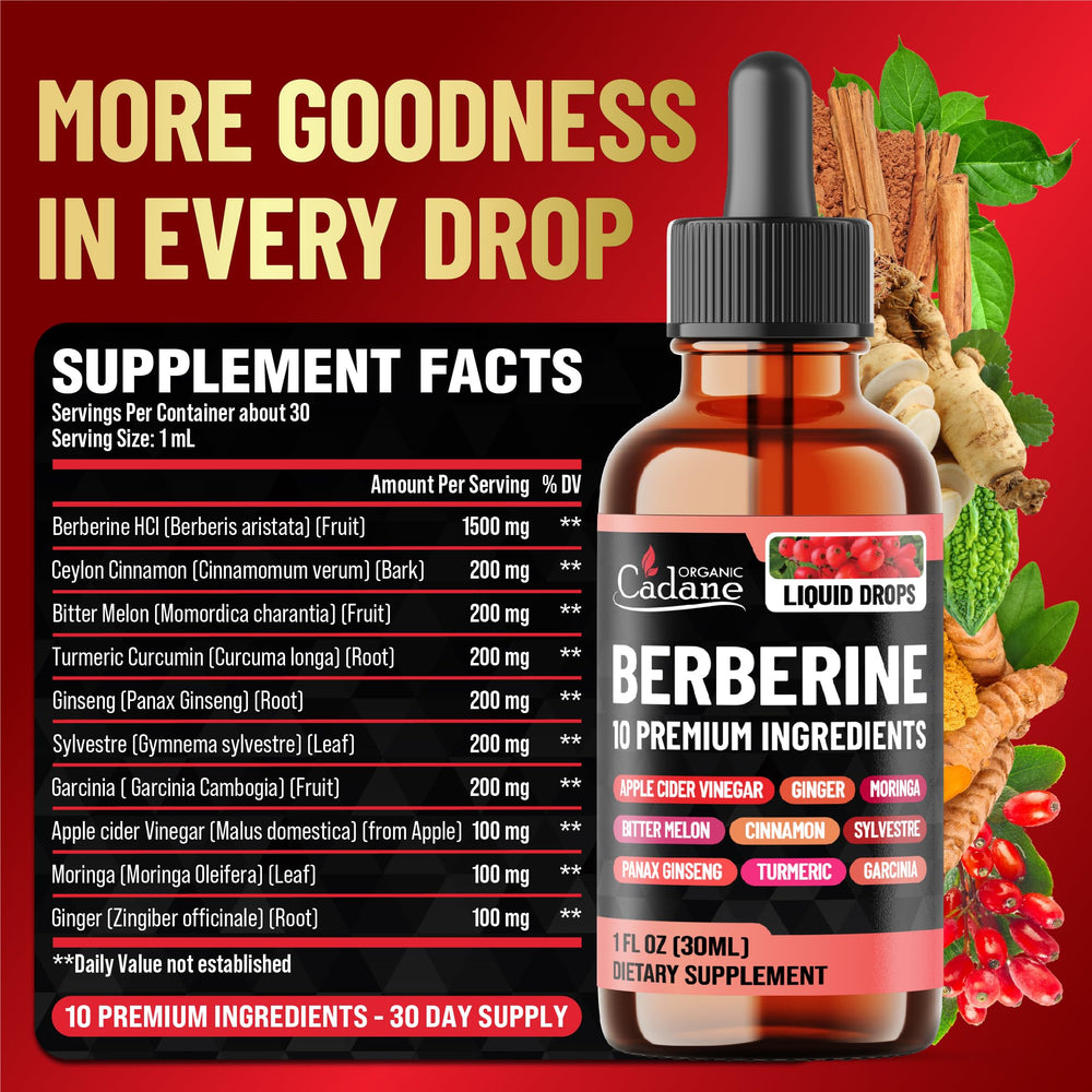 Illustration of ten botanicals in Berberine Drops