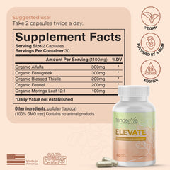 Close-up of tenderMa Elevate ingredients fenugreek moringa alfalfa