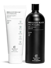 Oil pulling bottle included in the Brilliant Black kit