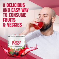 JUCE Reds antioxidant blend imagery with fruits