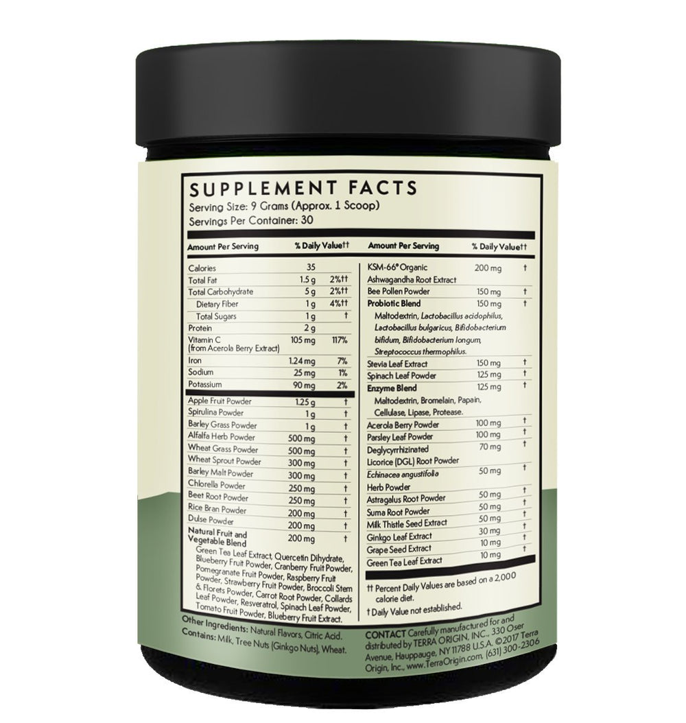 Daily greens fruit and vegetables blend with spirulina and fruits