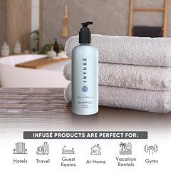 Terra Pure Infuse shampoo pump bottle, easy hotel restocking