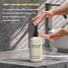 Terra Pure Shampoo spa collection single bottle, ideal bulk amenity for stays.