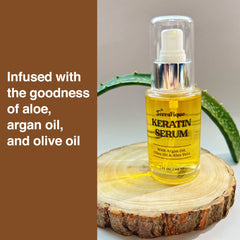 TERRAFIQUE Keratin Serum smooths strands and reduces frizz.