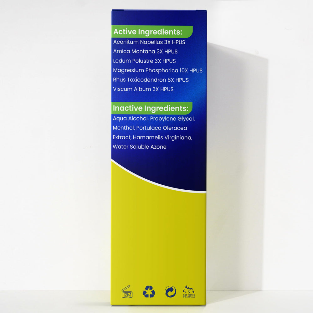 Terramed Just Think Comfort spray application side shows rapid, non-greasy absorption.