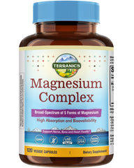 Terranics 5-in-1 Magnesium Complex 500mg bottle and capsules