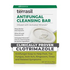 Terrasil Antifungal Soap bar packaging — dermatologist-tested care for fungal skin issues.
