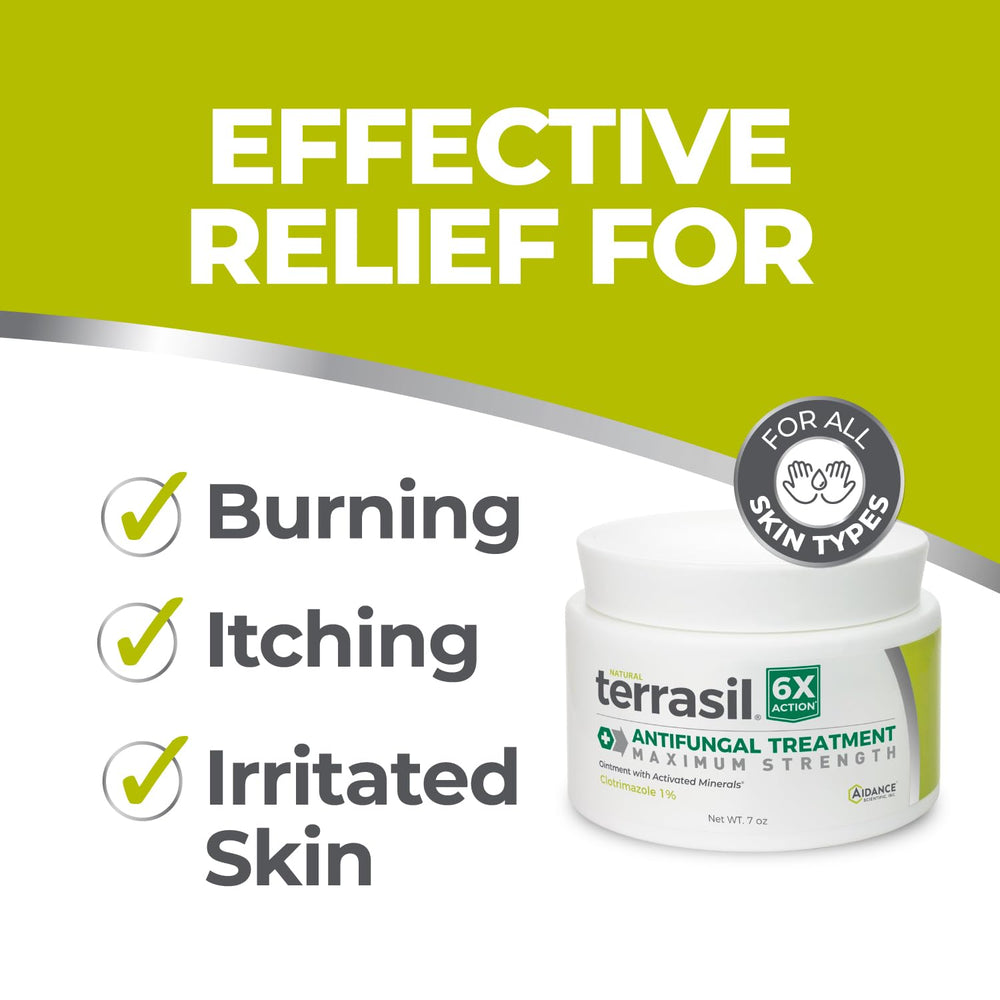 Terrasil Clotrimazole cream application on arm for itching relief.