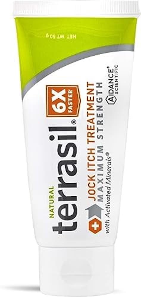 Terrasil Jock Itch Extra Strength tube packaging for quick, mess-free application.