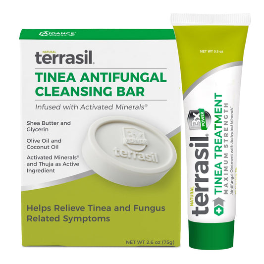 Terrasil Tinea Cream tube ready for targeted antifungal relief and soothing application