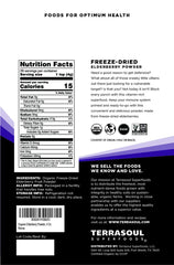 Close-up of freeze-dried elderberry powder in pouch