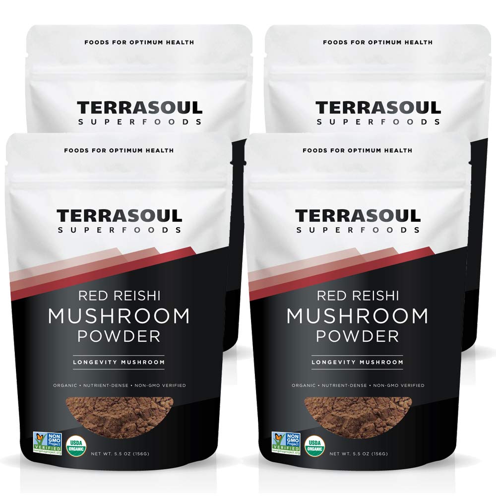 Terrasoul Organic Reishi Mushroom Powder 4:1 Extract – 22 oz, 4 pack