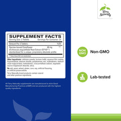 Back label detailing ingredients and dosage of AnxioCalm 75 tablets