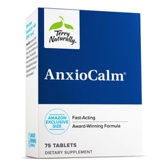 Front view of Terry Naturally AnxioCalm 75 tablets bottle