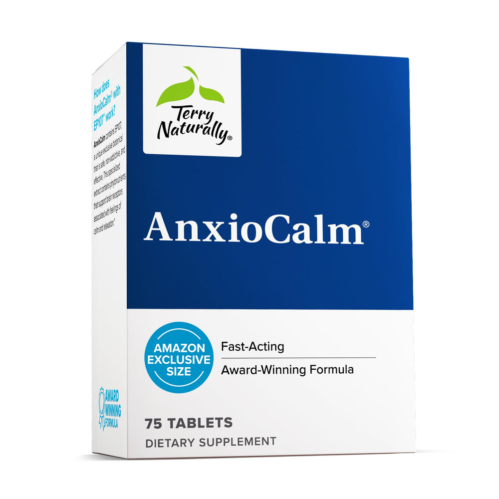Terry Naturally AnxioCalm bottle front shows product name and calm-forward focus