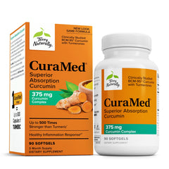 Terry Naturally CuraMed bottle front with label highlighting antioxidant support.
