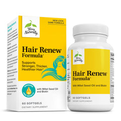 Terry Naturally Hair Renew Formula bottle supports healthier hair as part of a daily routine.