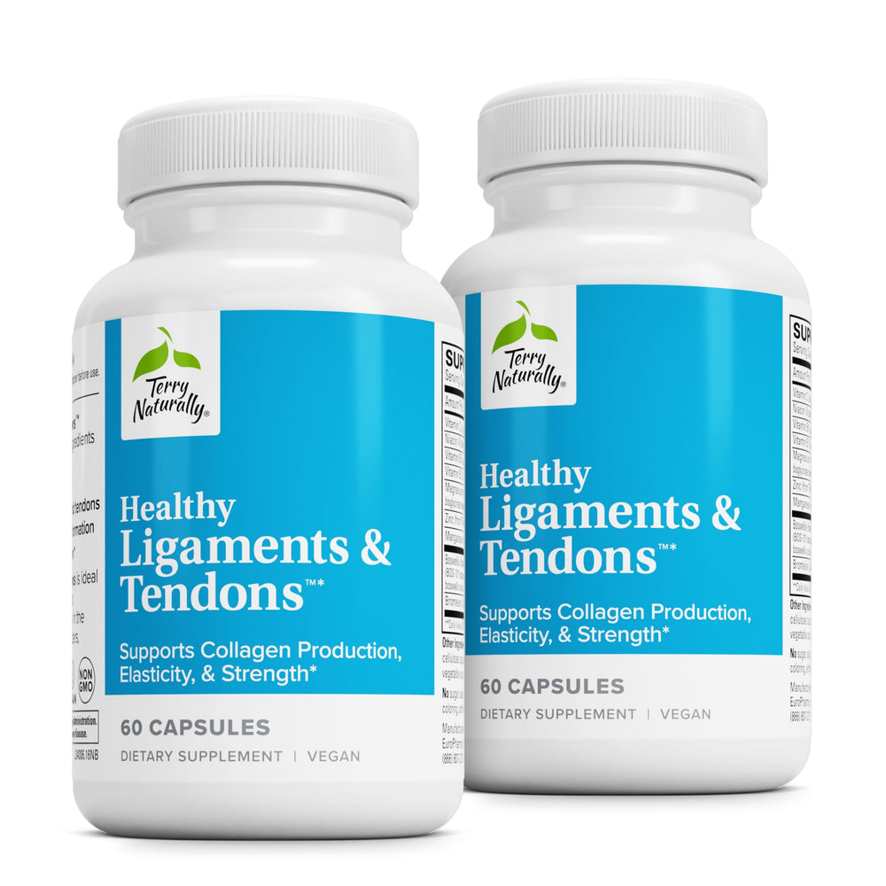 Bottle front label of Terry Naturally Healthy Ligaments & Tendons dietary supplement