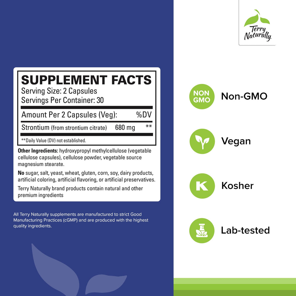 Terry Naturally Strontium bottle with supplement facts