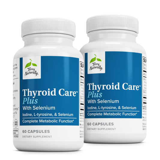Bottle of Terry Naturally Thyroid Care Plus dietary supplement