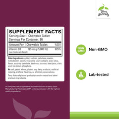 Close-up of Vitamin D3 berry chewables bottle label