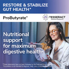 Label on ProButyrate bottle showing 600 mg and 120 capsules