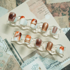 Tesytto extra-short coffin nails with ombre glitter suit everyday wear and events
