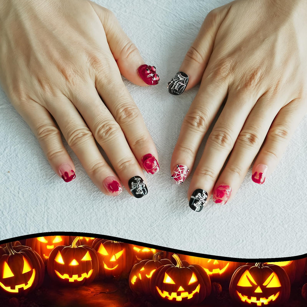 Tesytto Nightmare Before Christmas nails kit includes everything you need for Halloween.