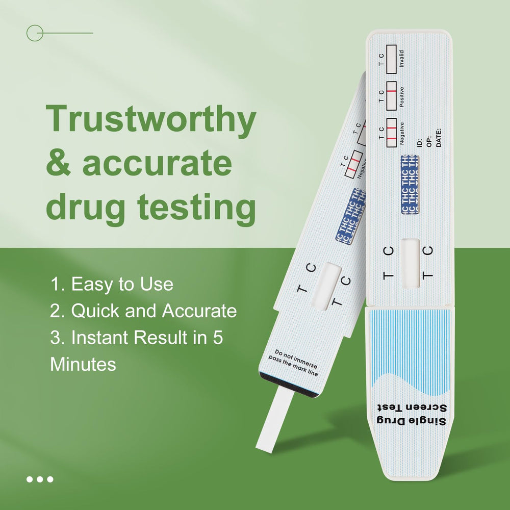 Individual pouch with THC urine test strip