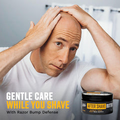 Witch hazel bottle highlighting soothing care in The Cut Buddy formula.