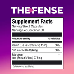Back of THE-FENSE bottle showing nutrition facts