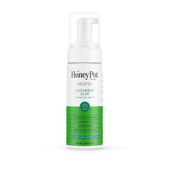The Honey Pot Company cucumber aloe feminine wash bottle pour for gentle cleansing and balance.