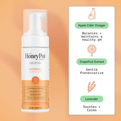 The Honey Pot Company lavender herbal ingredients highlight soothing infusion.