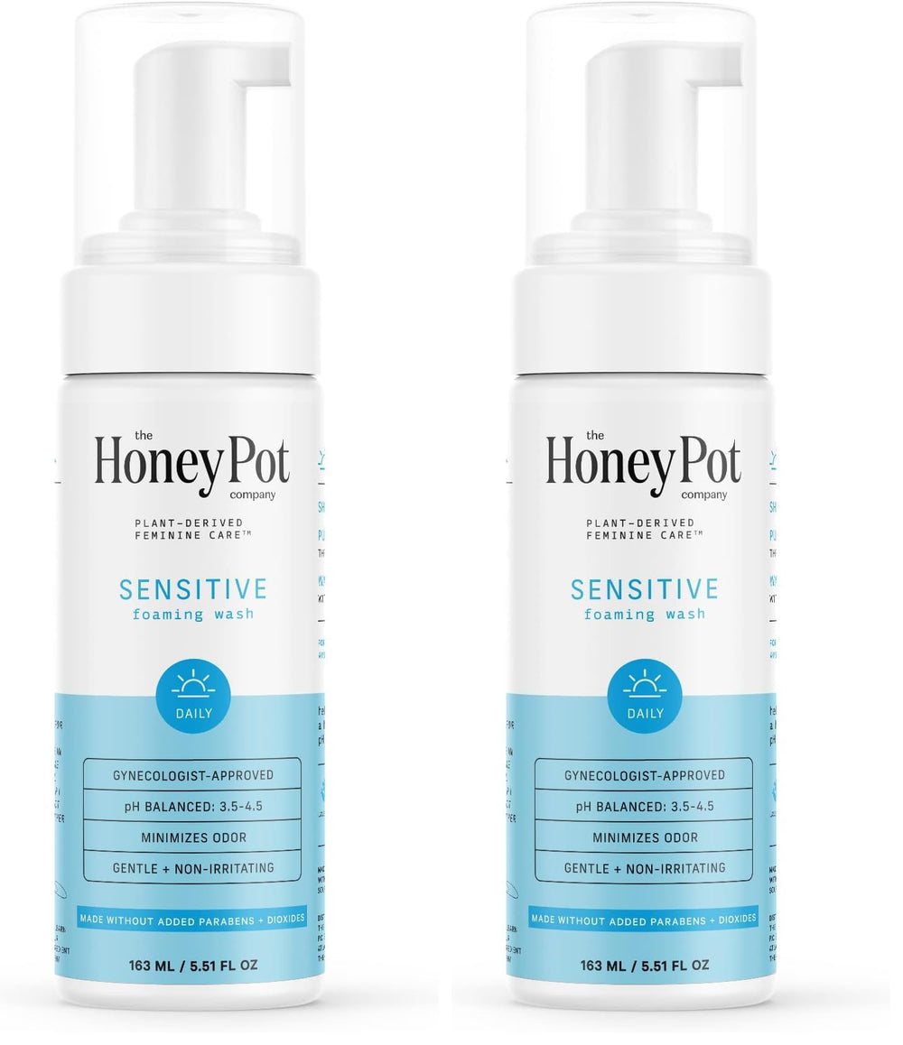 The Honey Pot Sensitive Wash bottle pour for gentle cleansing on sensitive skin